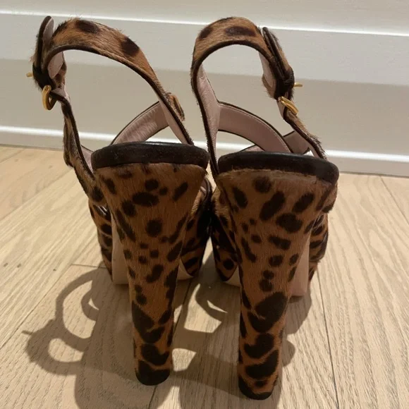 Miu Miu Leopard Pony Hair Sandals 38.5 - Picture 2 of 6